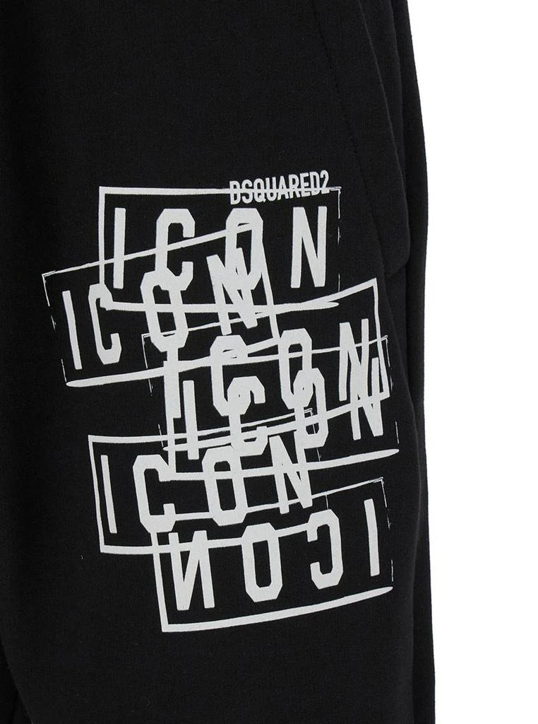 DSQUARED2 Black Jogger Pants With Icon Logo Print In Cotton Man 3