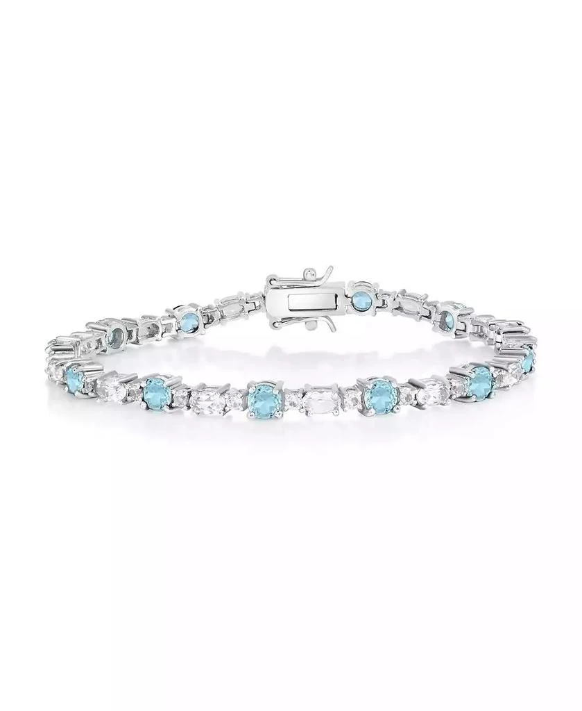 Simona Sterling Silver, Round & Oval Gem Bracelet - Topaz