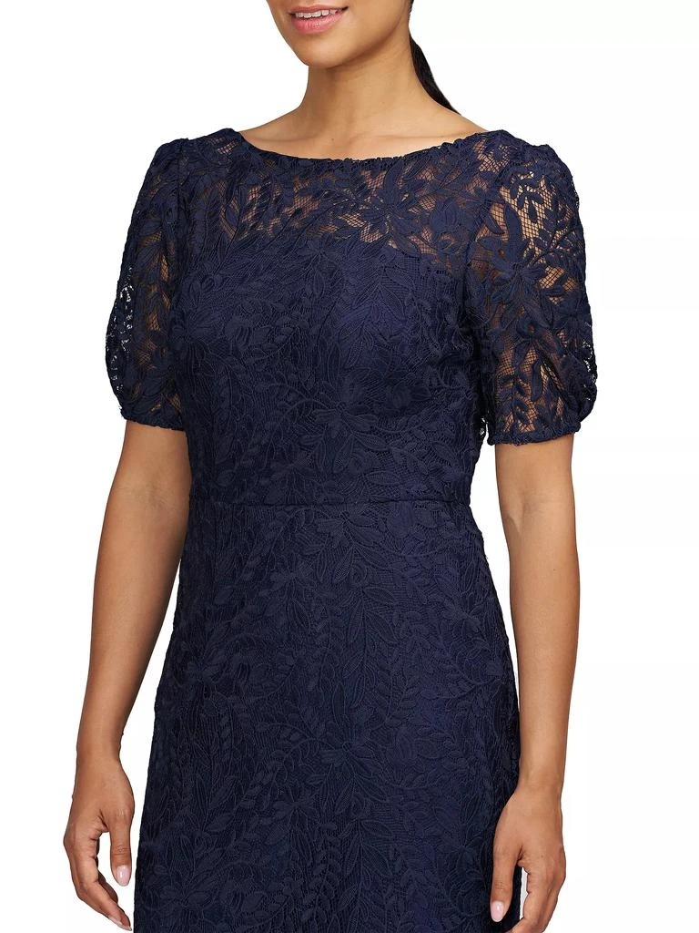 Kay Unger Portia Floral Lace Midi-Dress 5
