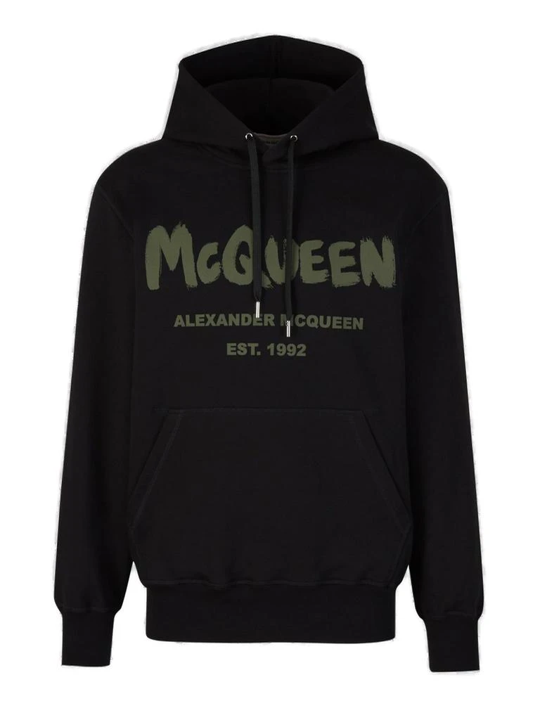 Alexander McQueen Alexander McQueen Logo Printed Drawstring Hoodie 1