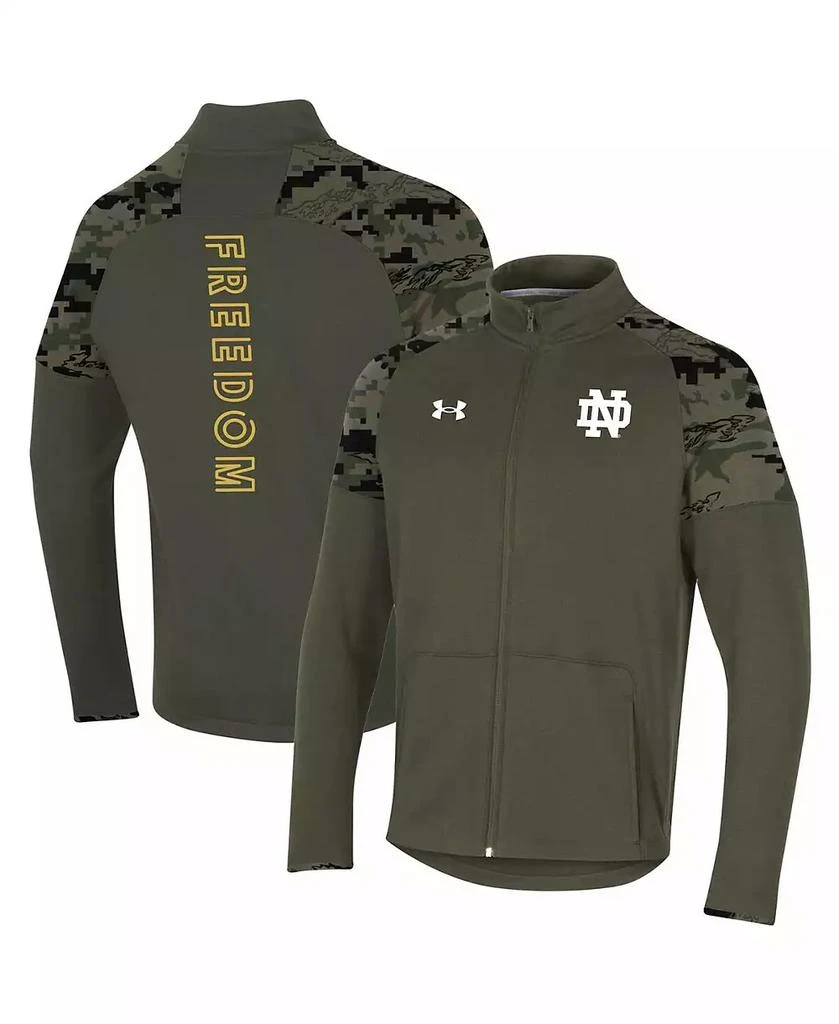Under Armour Men's Olive Notre Dame Fighting Irish Freedom Full-Zip Fleece Jacket 1