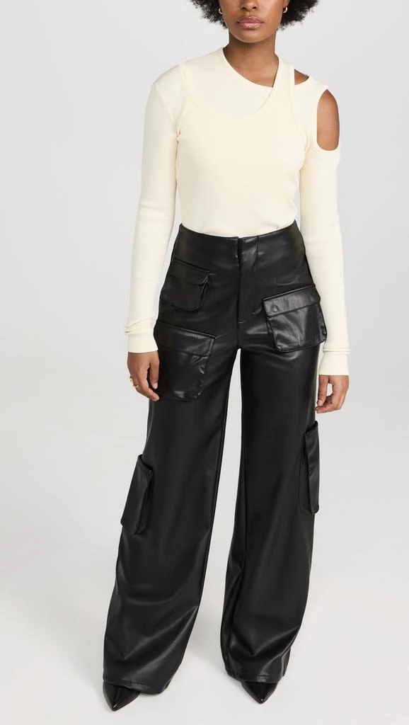 AFRM Faux Leather Maxwell Wide Leg Pants 4