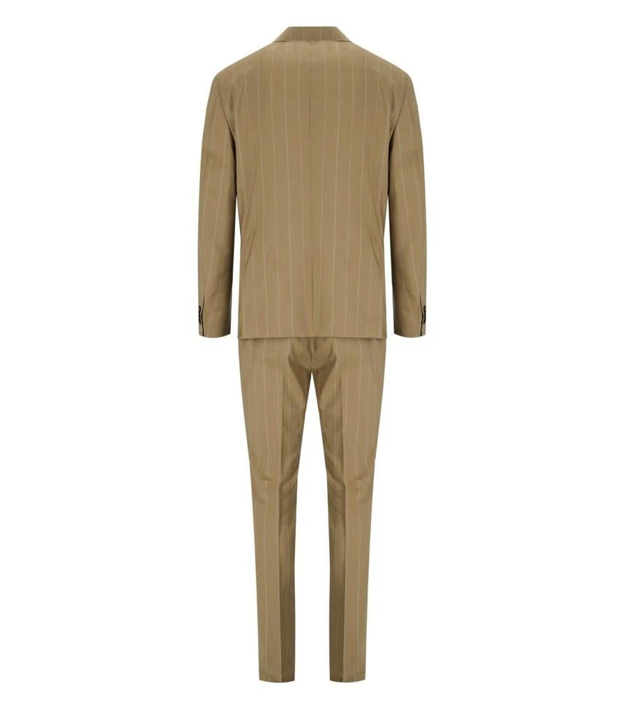 MANUEL RITZ Manuel Ritz Beige Pinstripe Single-Breasted Suit 3