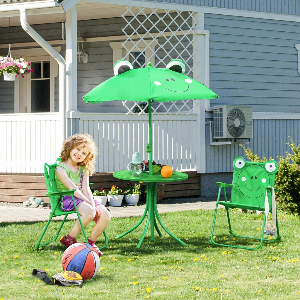 Hivvago Folding Kids Table 
Chair Set with Removable Sun Umbrella 2
