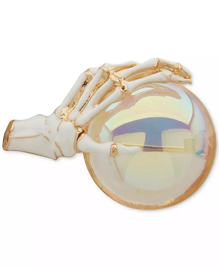 Anne Klein Skeleton Hand with Crystal Ball Pin
