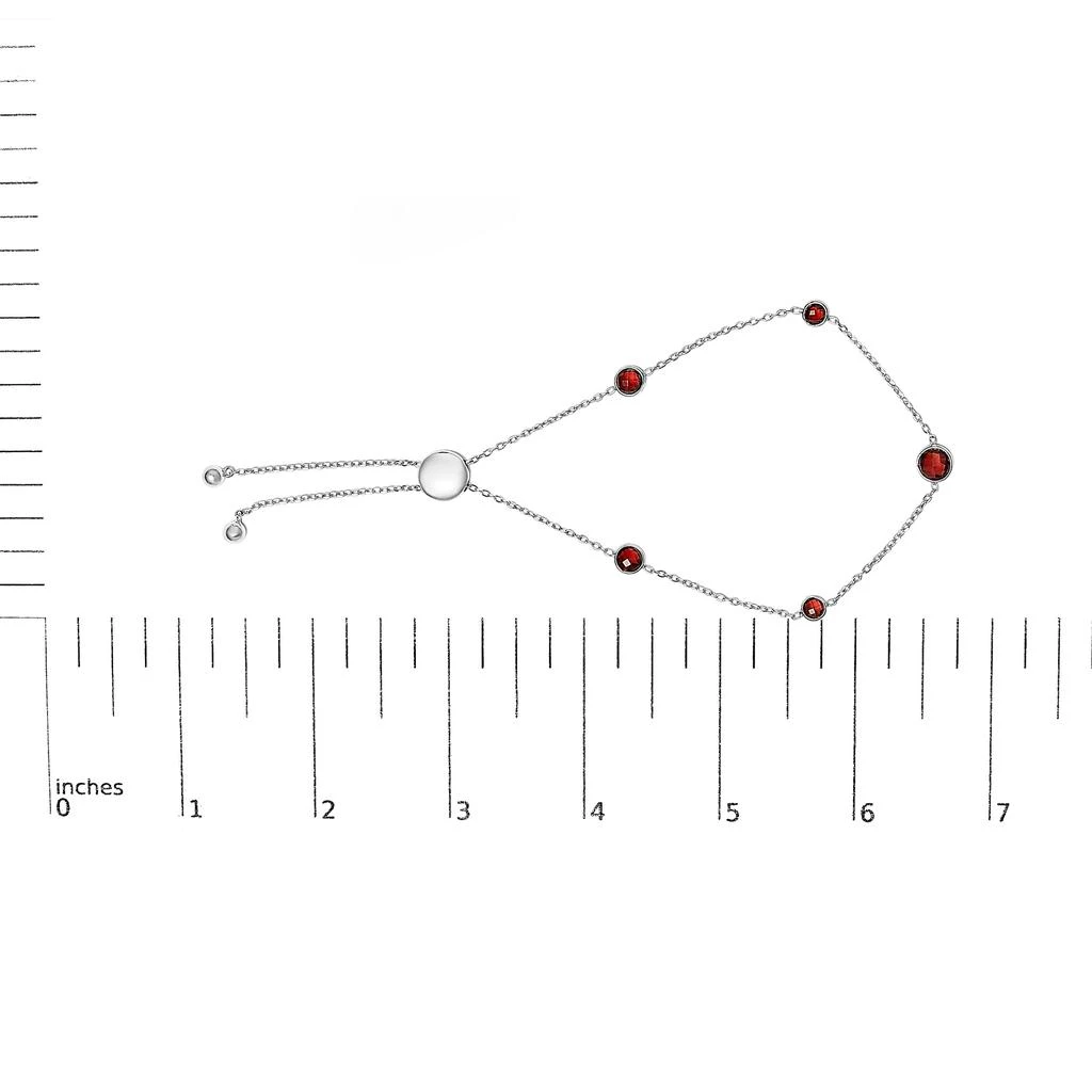 Haus of Brilliance .925 Sterling Silver Bezel Set Red Garnet 5 Station Adjustable Bolo Bracelet 6