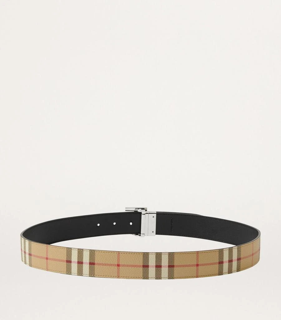 Burberry Leather and Check Reversible TB Belt 2