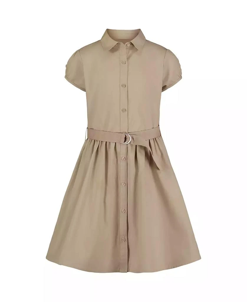 Nautica Plus Girls Uniform Belted Poplin Shirt Dress 1