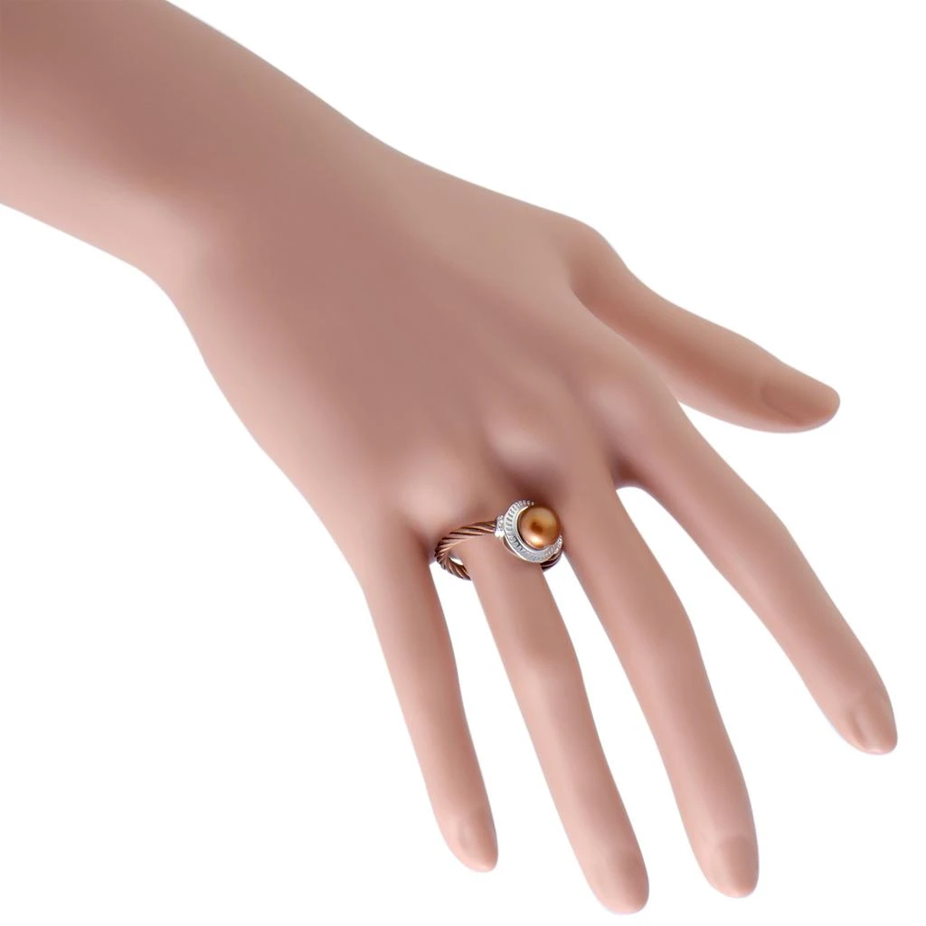 Charriol Pearl Stainless Steel and Bronze PVD Brown Pearl Round Cable Ring 4