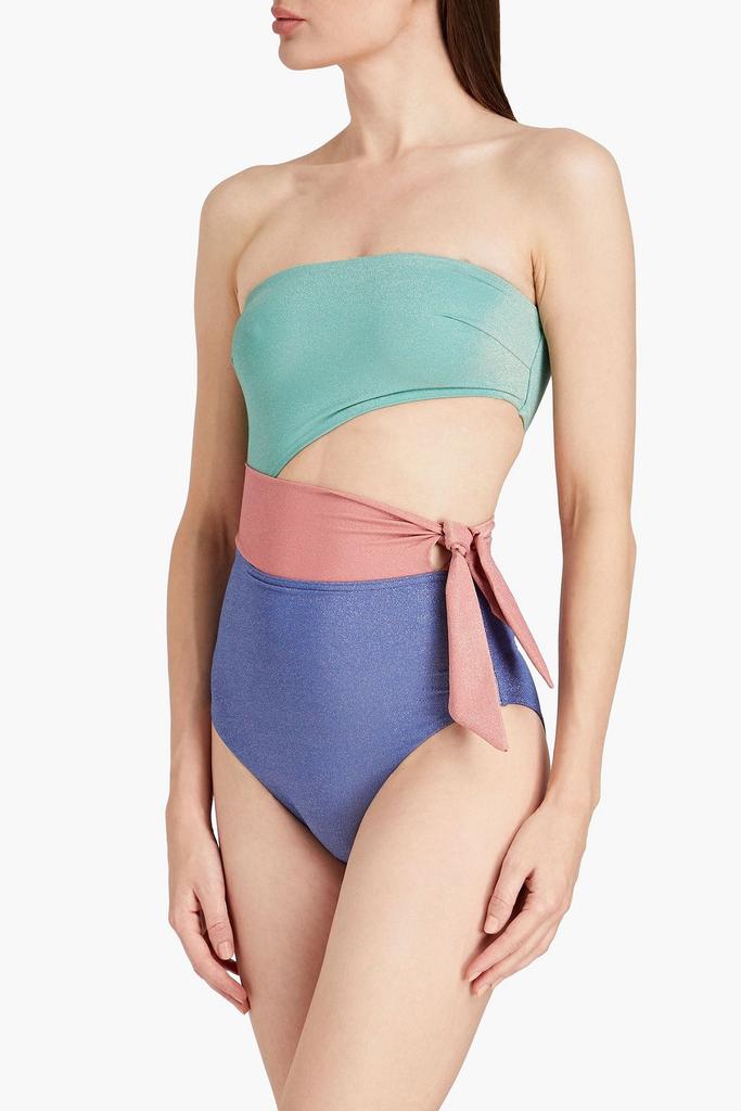 Zimmermann Cutout Lurex bandeau swimsuit