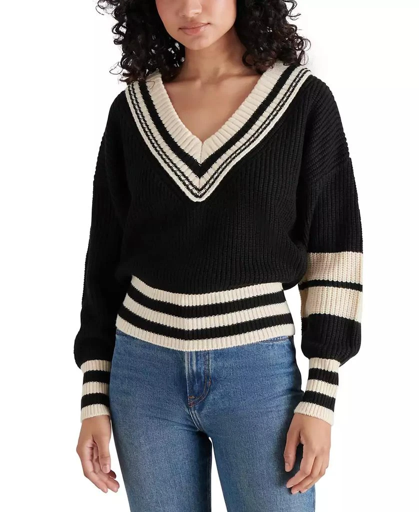 Steve Madden Women's Jen V-Neck Tipping-Detail Sweater 1