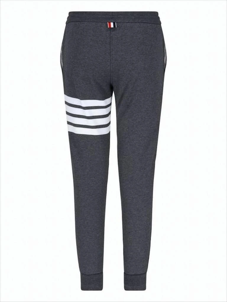 Thom Browne Dark Grey Cotton Jogger Pants with Striped Detailing 2