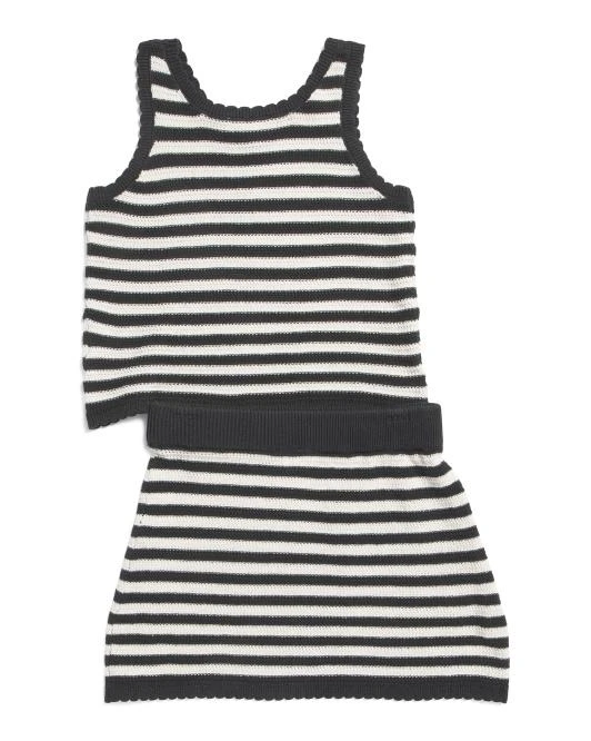 Jessica Simpson Little Girls 2pc Striped Crochet Tank And Skirt Set 2