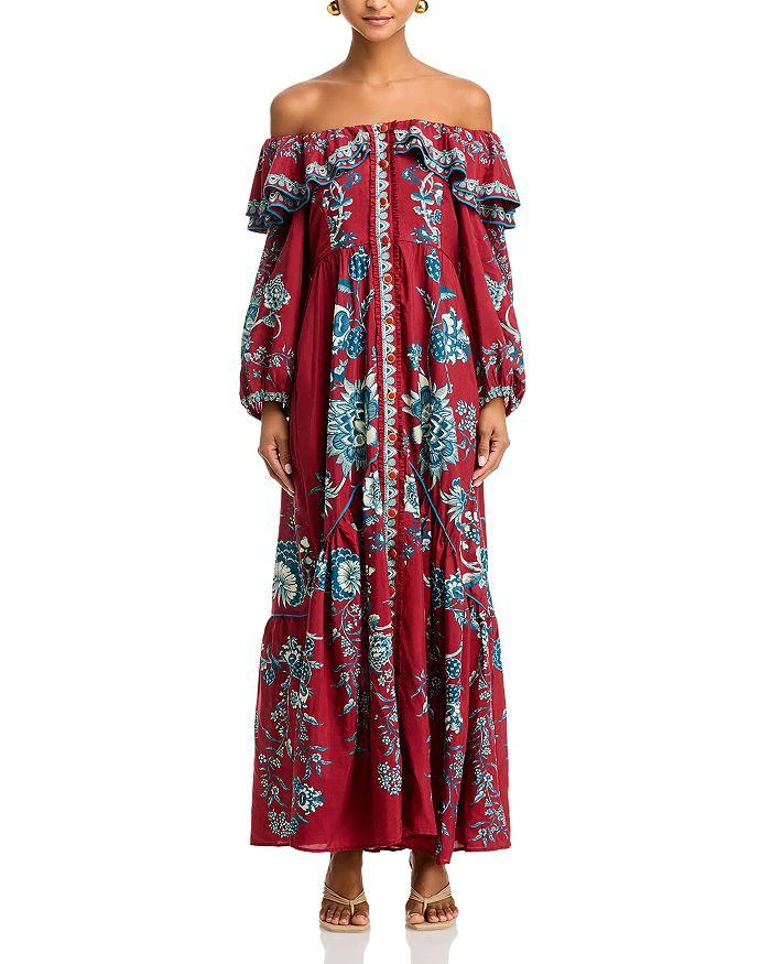 Farm Rio Tropical Landing Off-the-Shoulder Dress 7