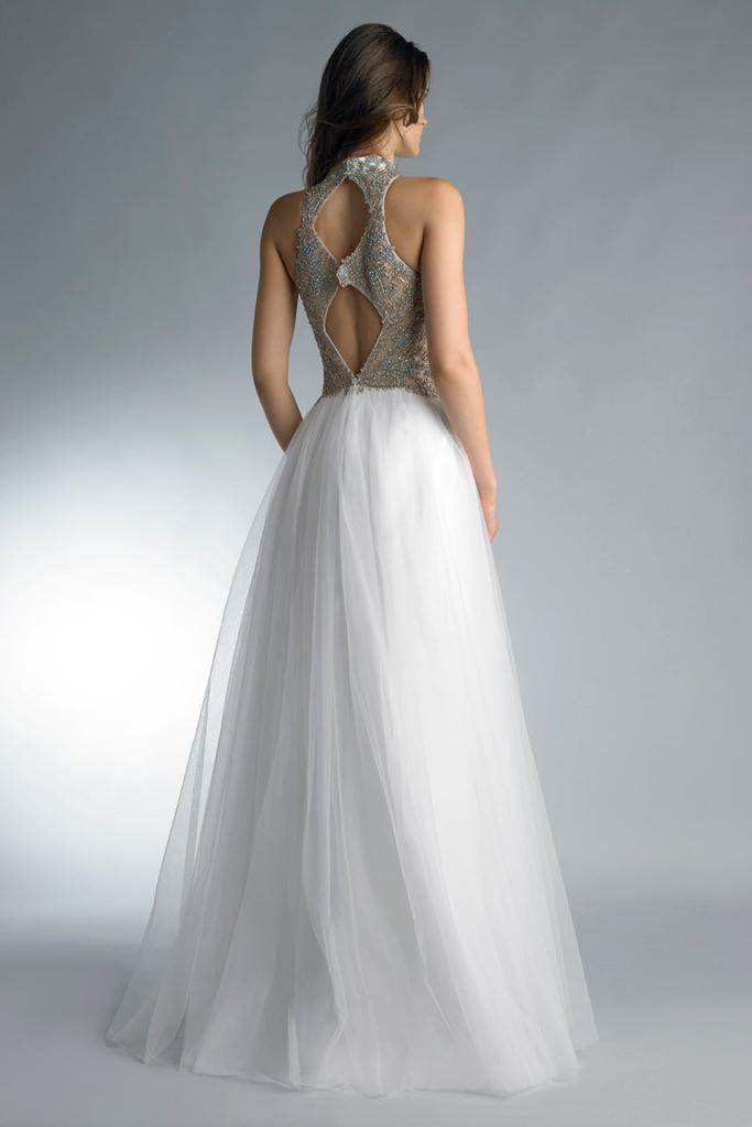 Basix Black Label Beaded Sheer Tulle Gown By Basix Black Label