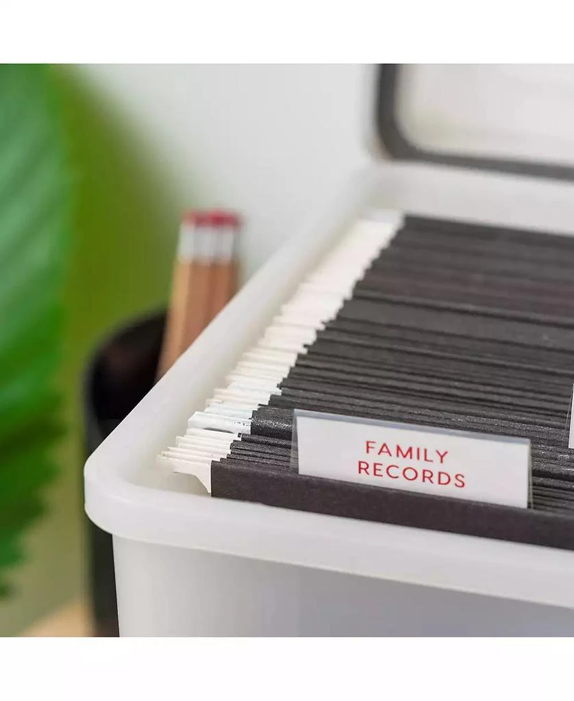 IRIS USA File Box WeatherPro Portable File Organizer Plastic File Box for Letter File w/ Organizer-Lid, Durable Lid and Seal w/ Secure Latching Buckles, Stackable and Nestable, Pearl 19 Qt. 1 Pack 5