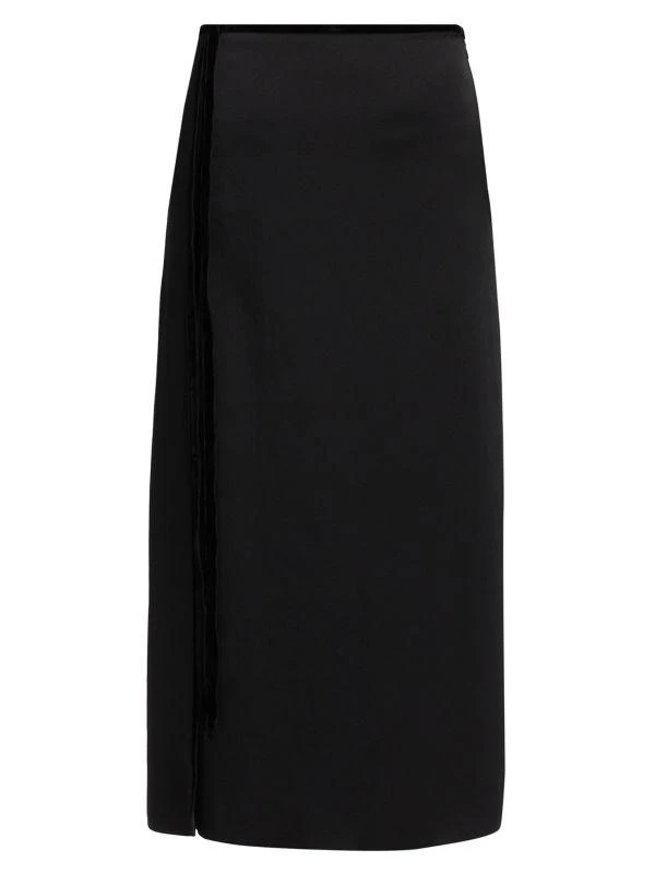 Vince Velvet Trim Side-Slit Midi-Skirt 6