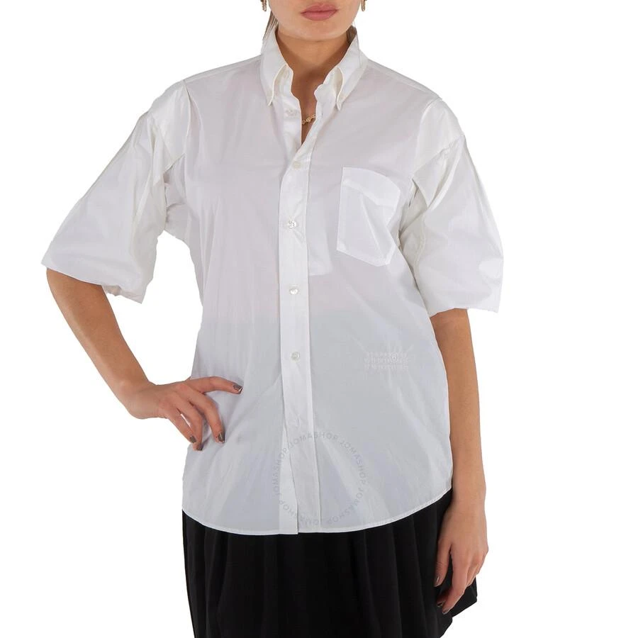 MM6 MM6  Maison Margiela Ladies White Short-Sleeve Cotton Shirt 2
