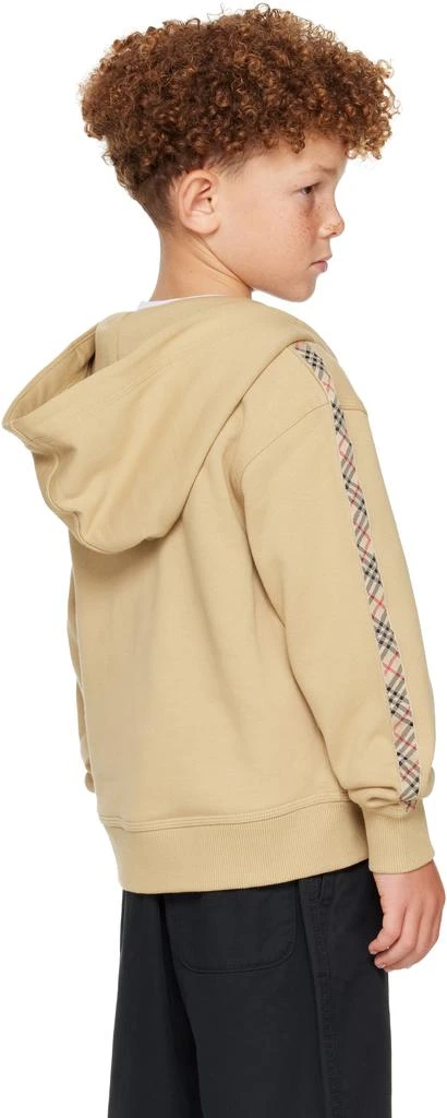 Burberry Kids Beige Check Trim Cotton Zip Hoodie 3