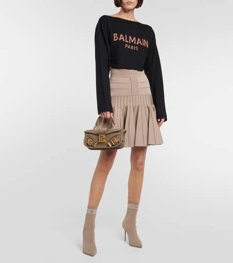 Balmain Cropped jacquard wool-blend sweater 2