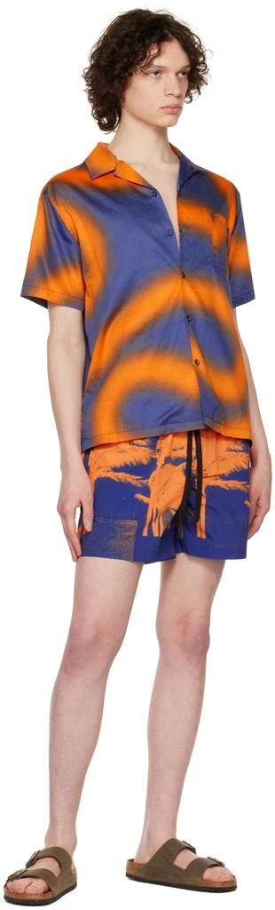 Double Rainbouu Orange & Blue Printed Shirt 4
