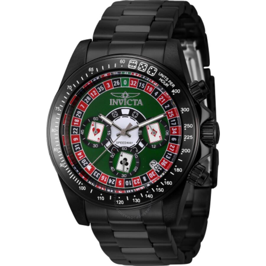 Invicta Speedway Roulette Casino Chronograph GMT Quartz Green Dial Men's Watch 44645