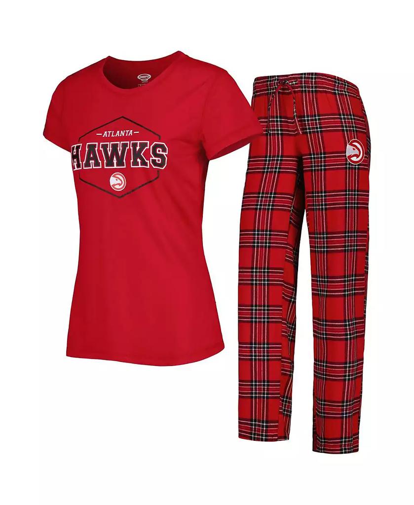 Concepts Sport Women's Red, Black Atlanta Hawks Badge T-shirt and Pajama Pants Sleep Set
