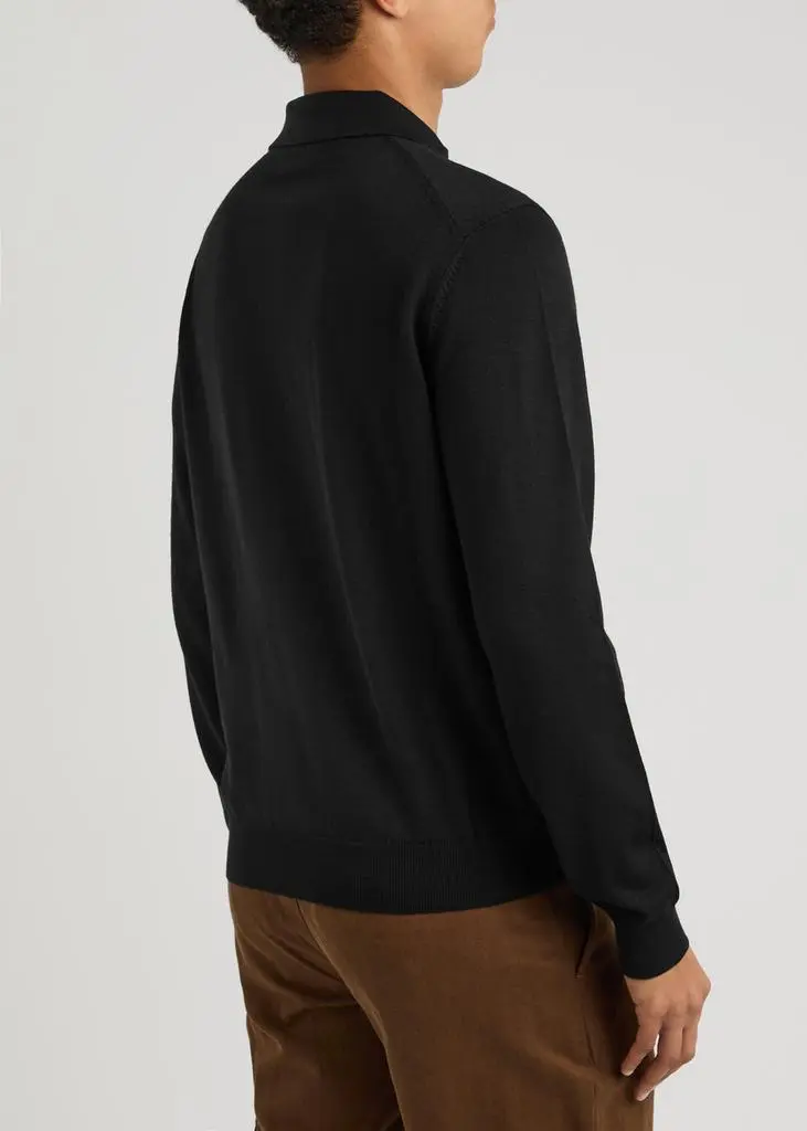 Hugo Boss Logo knitted wool polo shirt 3