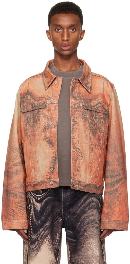 CAMPERLAB Orange Distorted Print Denim Jacket 1