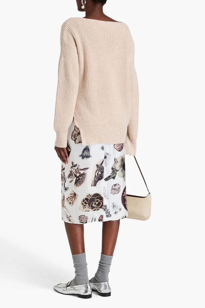 Marni Embroidered distressed ribbed wool cardigan 3
