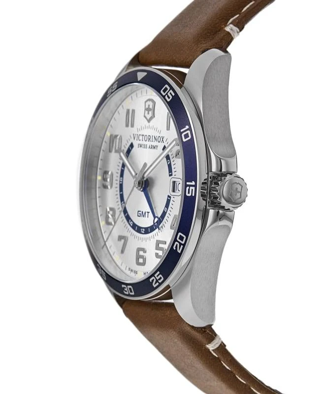 Swiss Army Victorinox Swiss Army Fieldforce GMT Classic Quartz Silver Dial Brown Leather Strap Men's Watch 241931 3