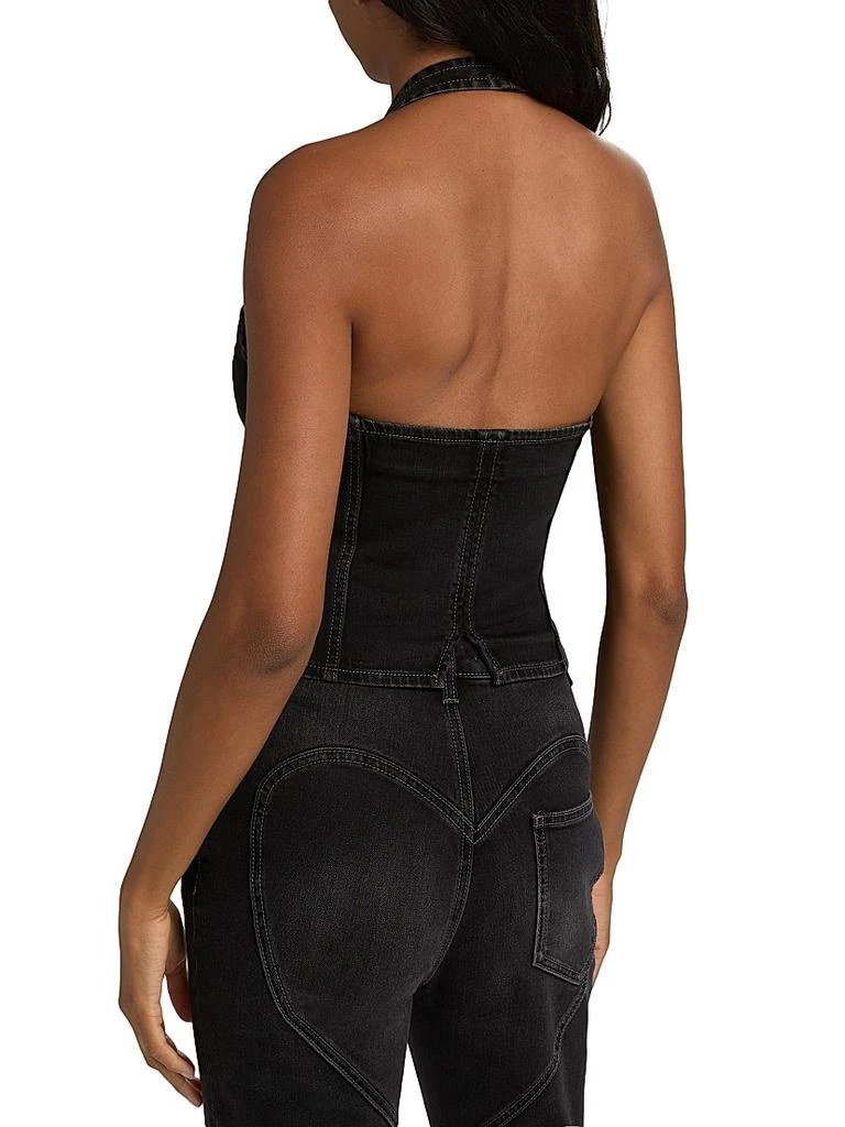 AREA Denim Bow Halter Top 5