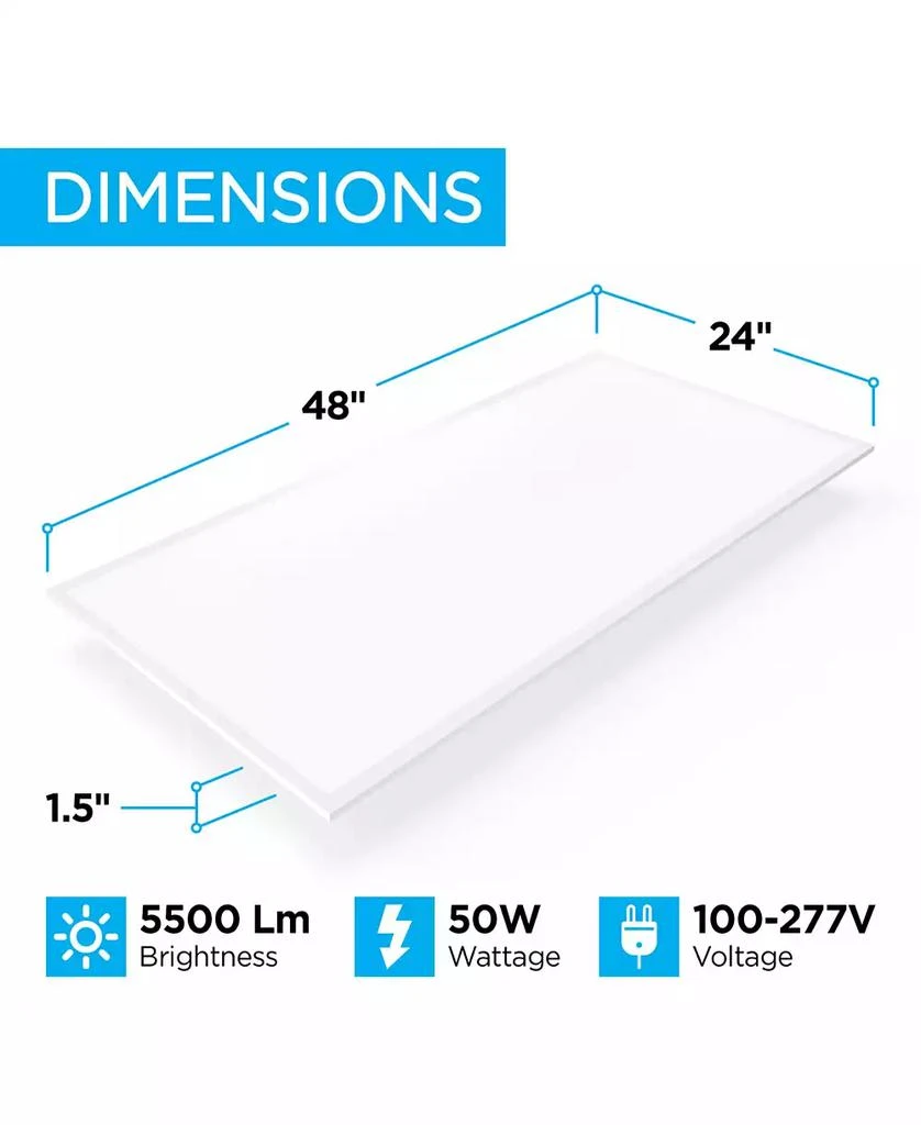 JONATHAN Y 50-Watt Dimmable Integrated LED Flat Panel Flush Mount Light with 5500 Lumens 5000K, Set of 2 3
