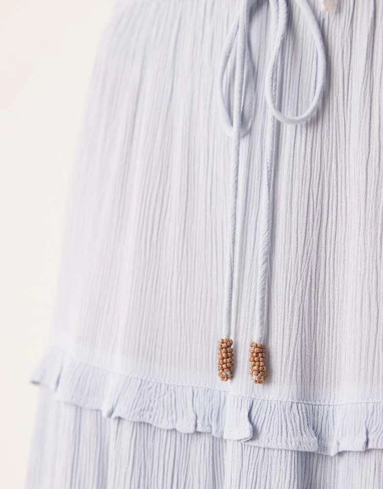 Miss Selfridge Miss Selfridge tiered cheesecloth maxi skirt in light blue 3