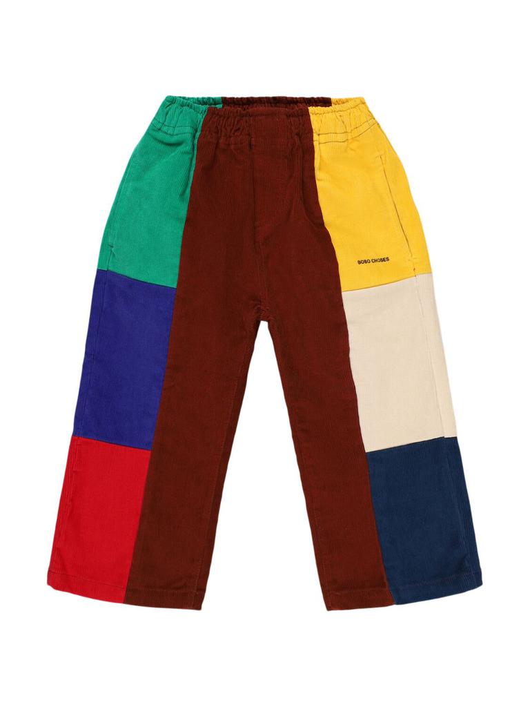 BOBO CHOSES Color Block Cotton Blend Corduroy Pants