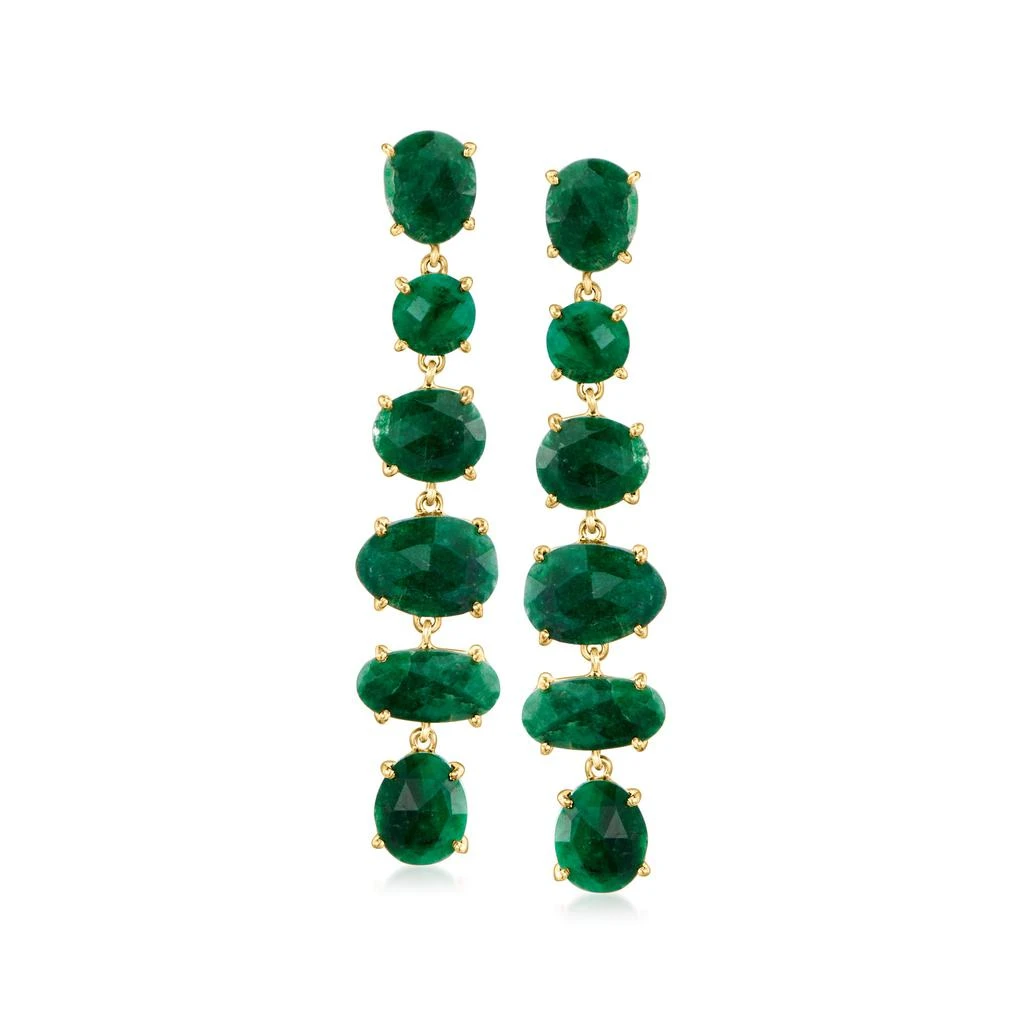 Ross-Simons Emerald Drop Earrings in 18kt Gold Over Sterling 1