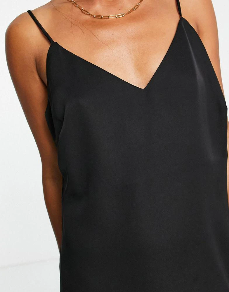 Vila Vila satin midi cami dress in black 3