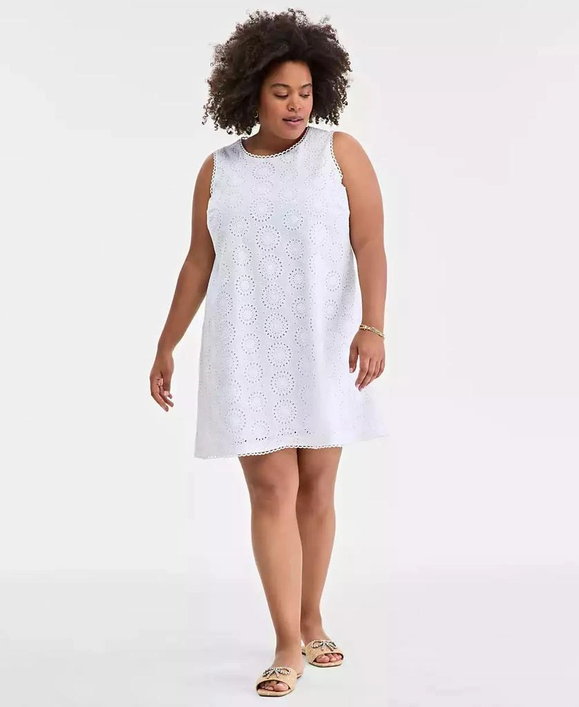 On 34th Trendy Plus Size Eyelet Sleeveless Dress, Created for Macy's 1