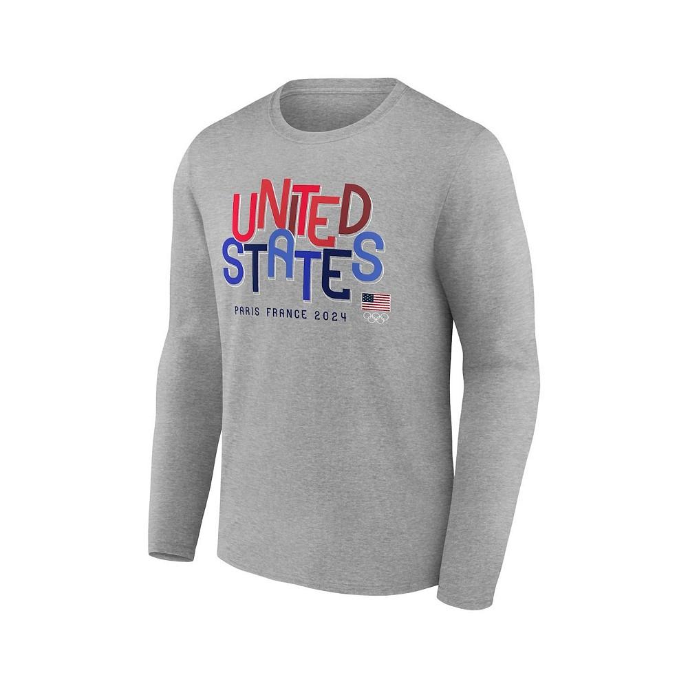 Fanatics Men's Heather Gray Team USA Paris 2024 Summer Olympics True Colors Long Sleeve T-Shirt
