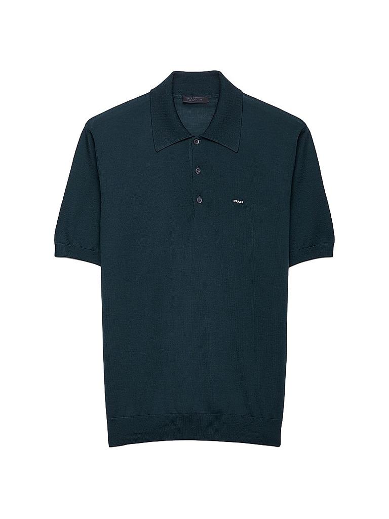 Prada Long Sleeved Piqué and Re-Nylon Polo Shirt - Polo