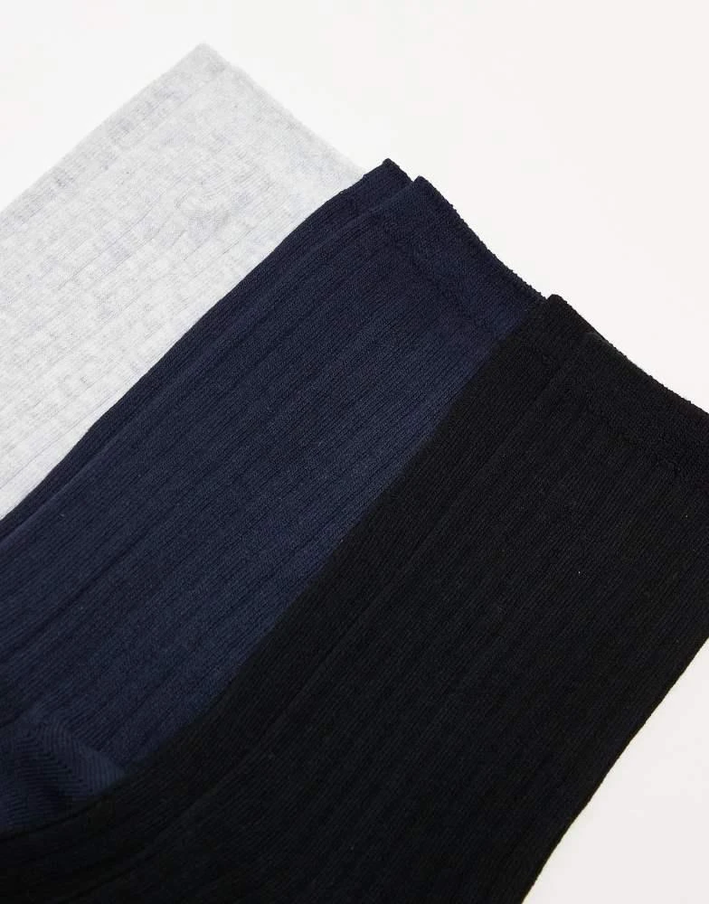Weekday Weekday rib socks 3-pack in black white & navy 3