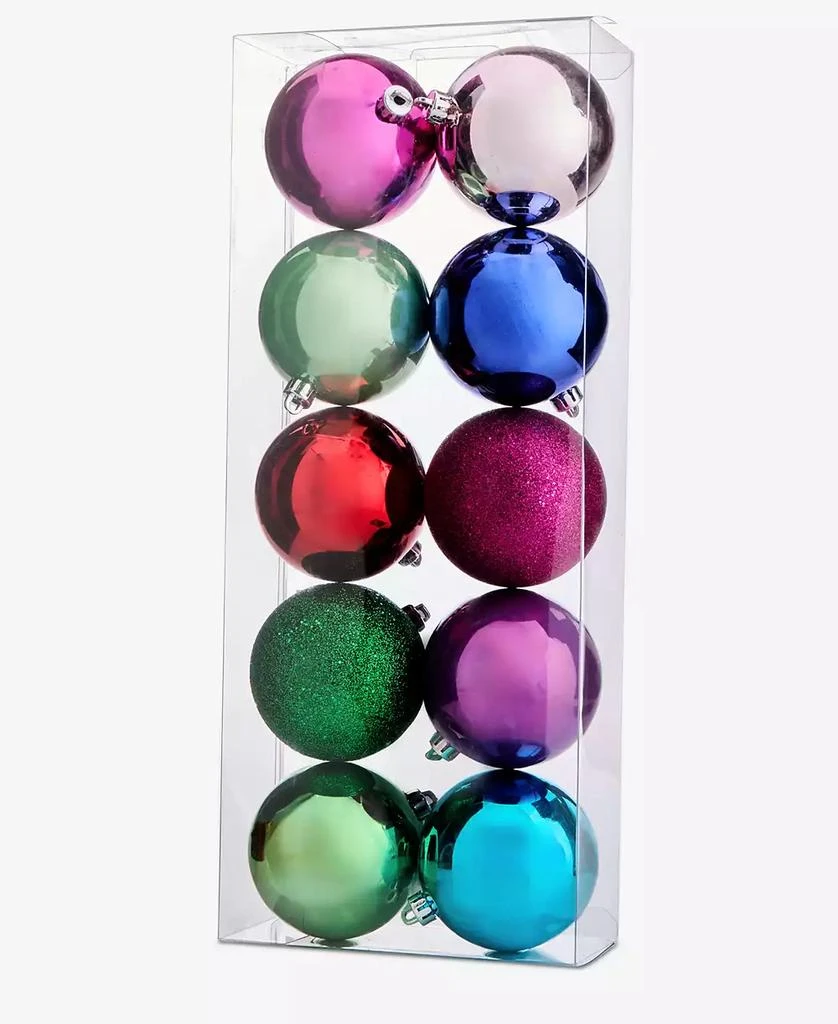 Holiday Lane Whimsy Set of 10 Shatterproof Multicolored Ball Ornaments, Macy
s Exclusive