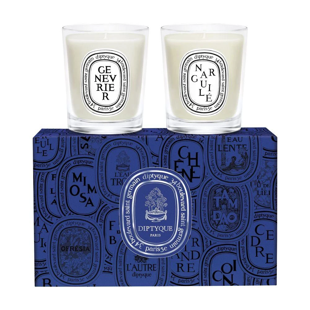 Diptyque Narguilé & Genévrier small candles set 4