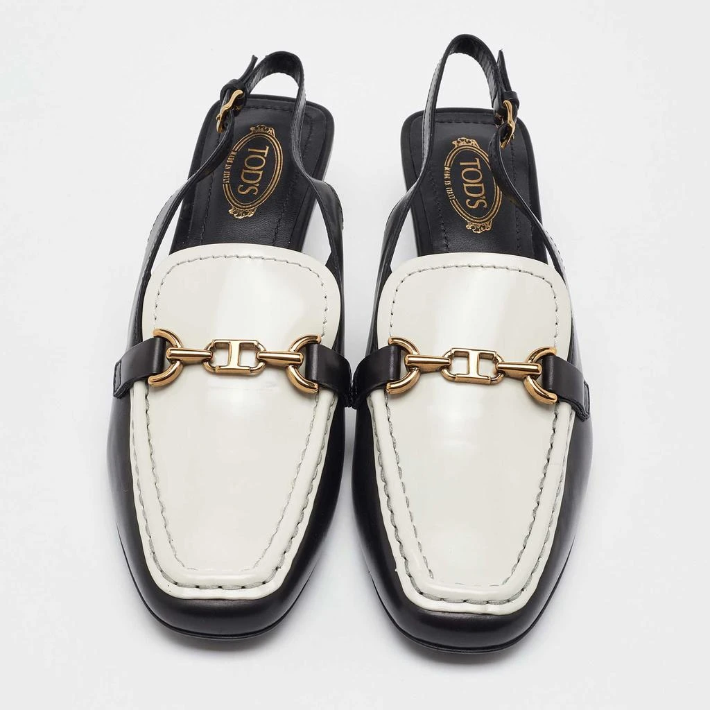 Tod's Tod's White/Black Leather Slingback Loafers Size 38 3