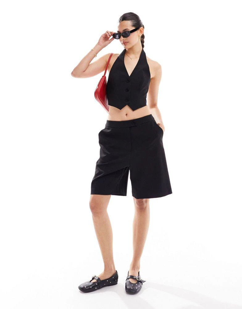 Miss Selfridge Miss Selfridge halter backless waistcoat co ord in black 2