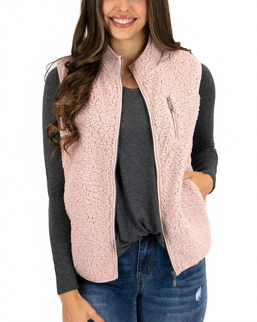 Grace and Lace Sherpa Vest In Blush
