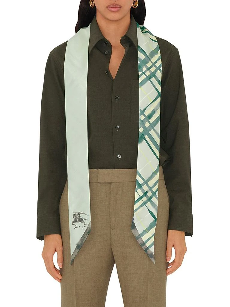 Burberry Watercolor Silk Twill Skinny Scarf 2