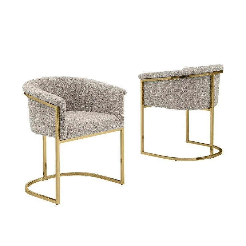 Best Quality Furniture Best Quality teddy Boucle in gray side chair - Set of 2