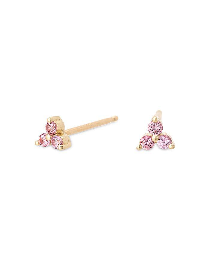 Adina Reyter 14K Yellow Gold Pink Sapphire Trillium Cluster Stud Earrings