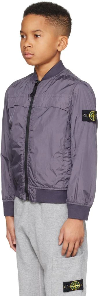 Stone Island Junior Kids Purple Nylon Bomber Jacket 4